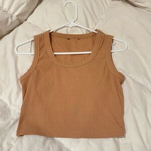 Plain tan cropped tank top